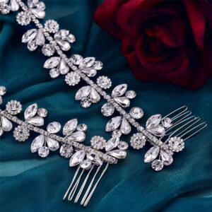 azaleas Bridal Crystal Rhinestone Headband for Women, Hair Comb with Headdress Chain and Head Jewelry Hair Pieces