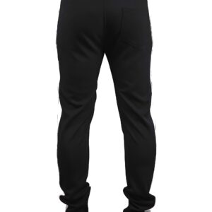 SCREENSHOT-S41700 Mens Hip Hop Premium Slim Fit Comfort Track Pants - Athletic Fitness Fashion Urban Lifestyle Streetwear Bottoms-Black/Purple-Large