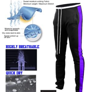 SCREENSHOT-S41700 Mens Hip Hop Premium Slim Fit Comfort Track Pants - Athletic Fitness Fashion Urban Lifestyle Streetwear Bottoms-Black/Purple-Large