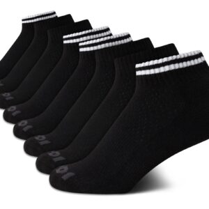 AND1 Boys' Socks - Athletic Cushion Quarter Cut Socks (8 Pack), Size Small-Medium, Solid Black