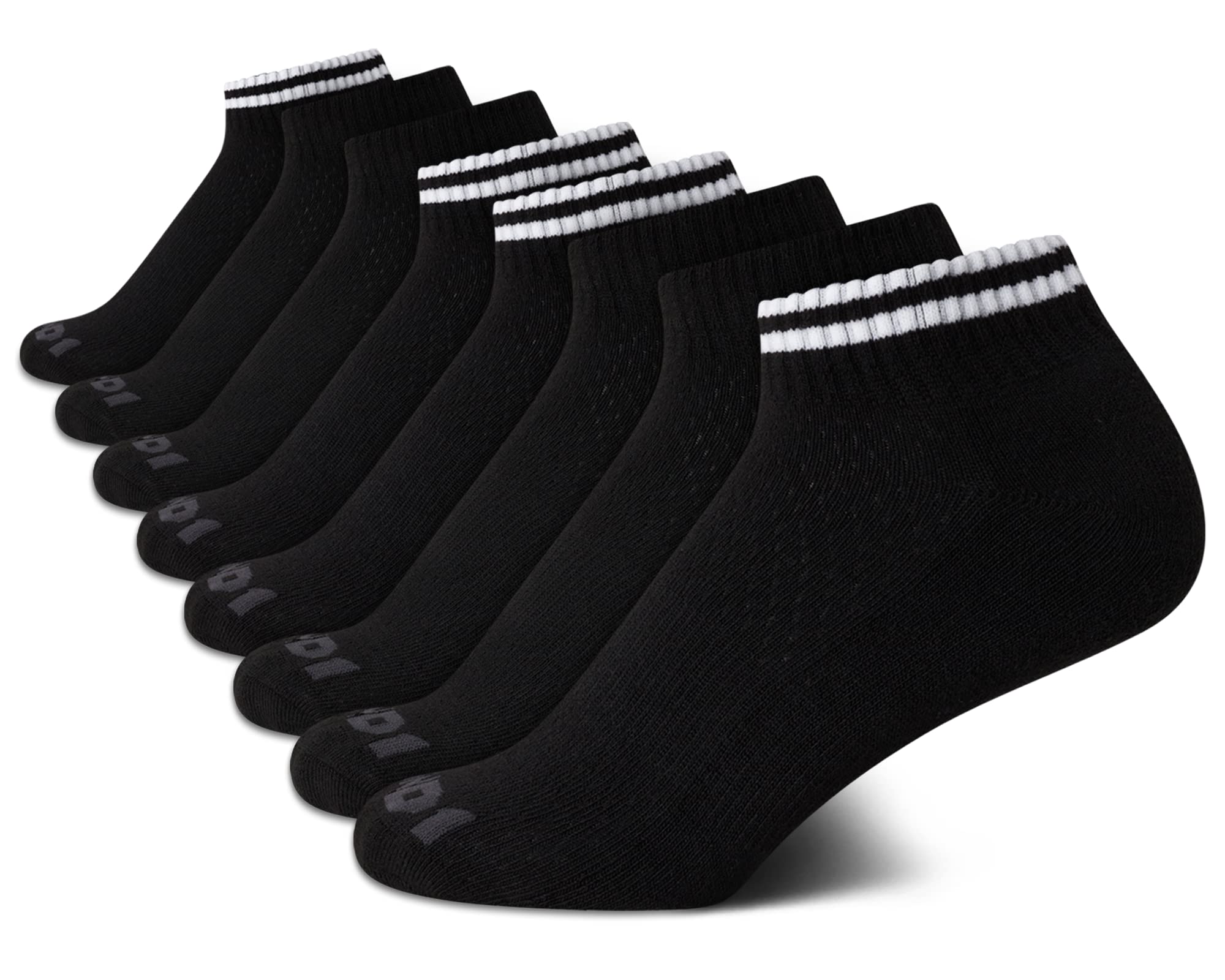 AND1 Boys' Socks - Athletic Cushion Quarter Cut Socks (8 Pack), Size Small-Medium, Solid Black