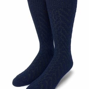 WARRIOR ALPACA SOCKS - Two-Tone Texture Socks Alpaca Wool Socks (Large, Navy/Olive)