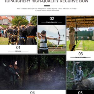 Toparchery Archery Takedown Recurve Bow Hunting Long Bow Set Alloy Riser - Right Hand Black - Draw Weight 30lbs 40lbs - with Arrow Sight, Arrow Brush