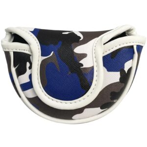 gbourly golf club half mid mallet camo putter cover blue pu leather headcover magnetic closure