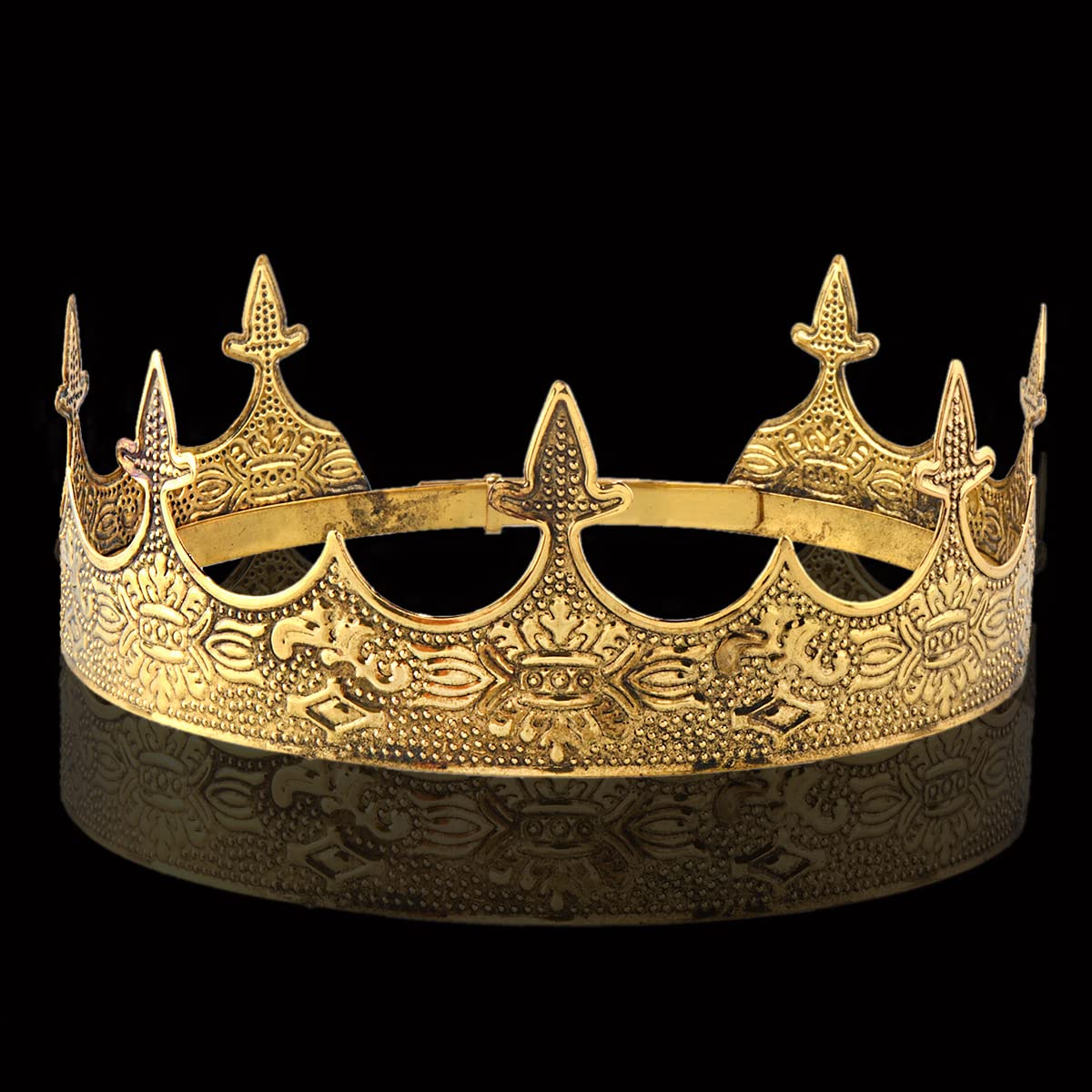 Crown Hair Jewelry Royal King Diadem Men Metal Big Tiaras For Wedding Prom Bridal Party Halloween Costume Christmas Gifts(Dark Gold)