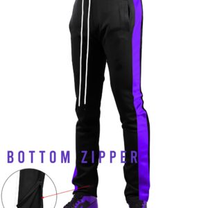 SCREENSHOT-S41700 Mens Hip Hop Premium Slim Fit Comfort Track Pants - Athletic Fitness Fashion Urban Lifestyle Streetwear Bottoms-Black/Purple-Large