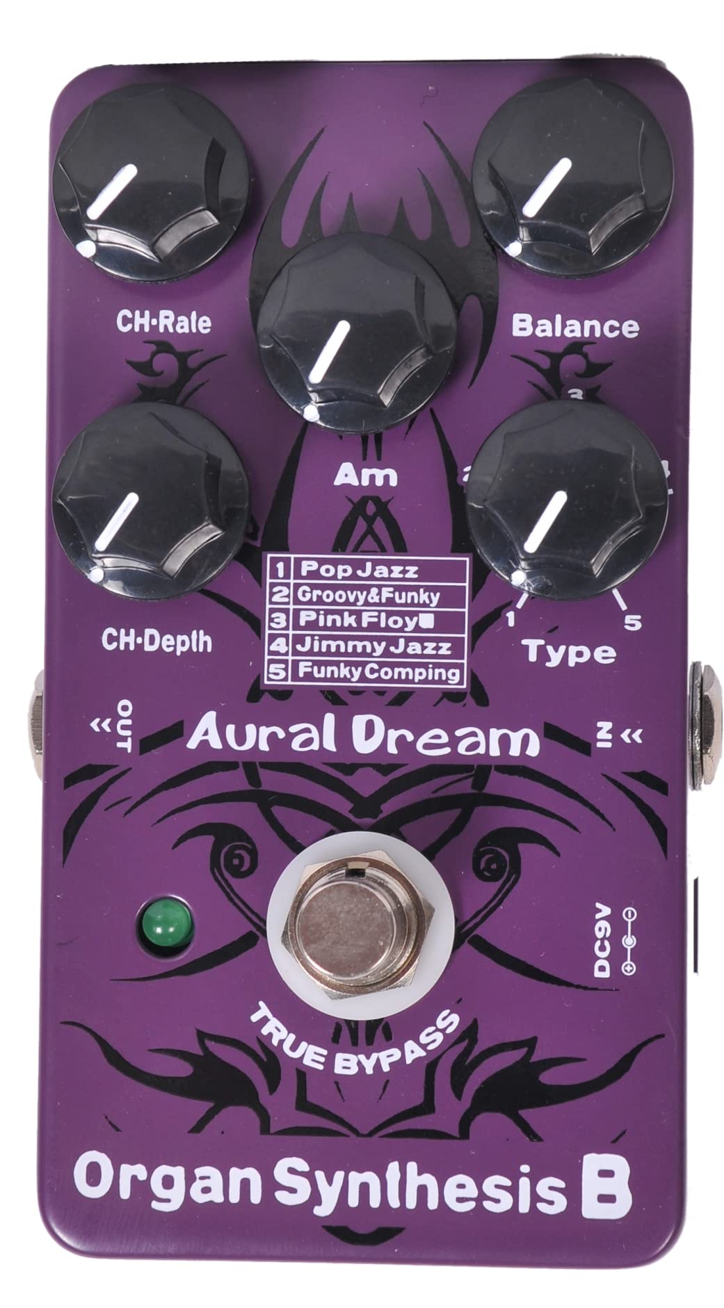 Aural Dream Organ Synthesis B Guitar Effect Pedal includes POP Jazz,Groovy&Funky,Jimmy Jazz and Funky Comping effects with Rotary Horn,Percussion and Chorus Modules,True bypass.