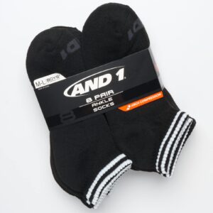 AND1 Boys' Socks - Athletic Cushion Quarter Cut Socks (8 Pack), Size Small-Medium, Solid Black