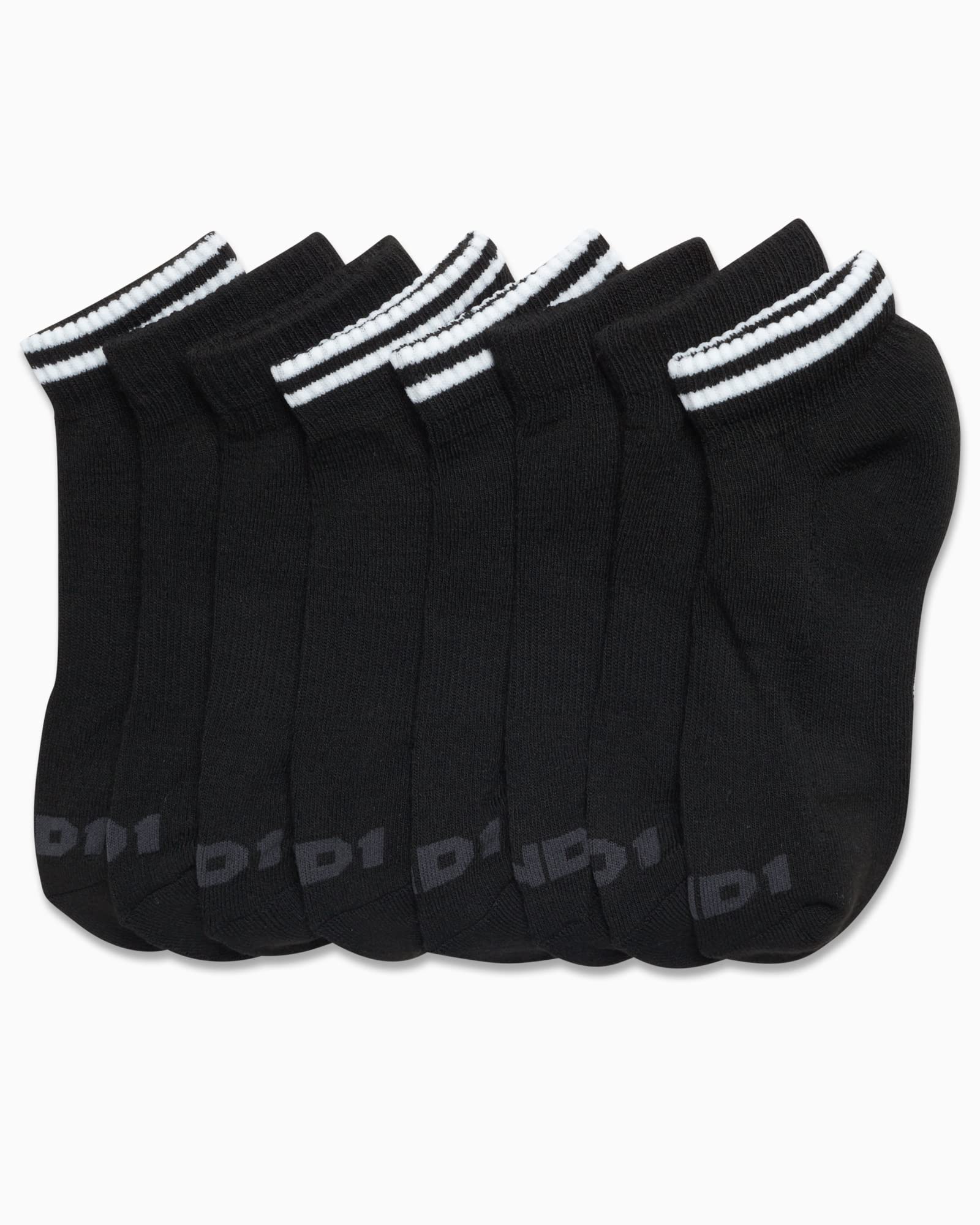 AND1 Boys' Socks - Athletic Cushion Quarter Cut Socks (8 Pack), Size Small-Medium, Solid Black