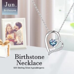 Iefil Birthstone Necklaces for Women - Anniversary Birthday Gifts for Women, Mothers Day Gift Ideas, Alexandrite Necklace, June Heart Birthstone Necklace, Jewelry Gifts for Her Mom Daughter Sister