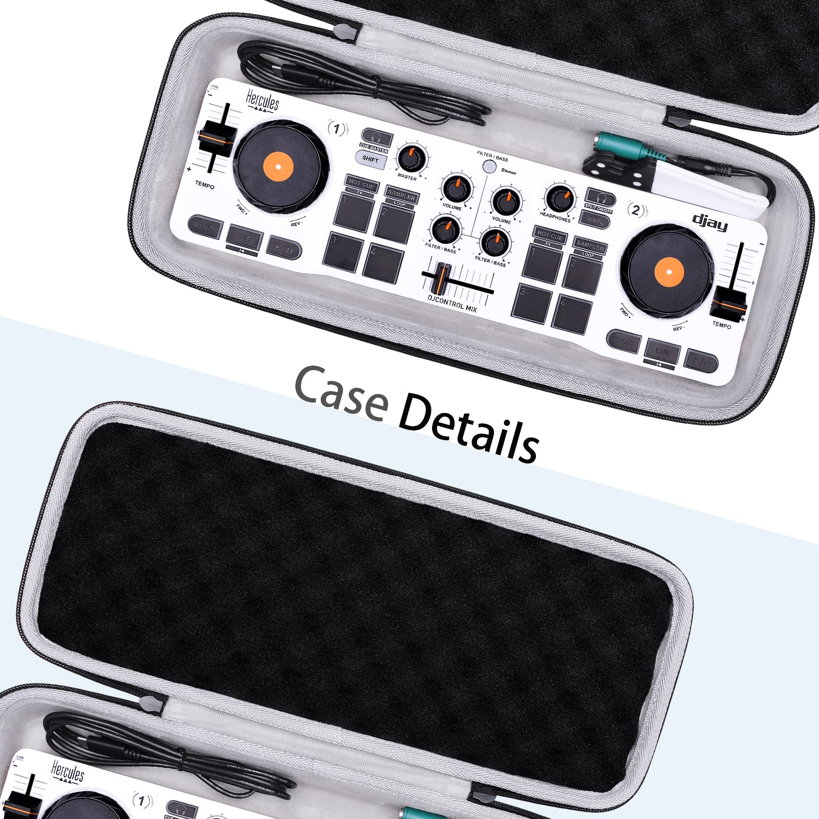 XANAD Hard Case for Hercules DJ Control Mix 2/1 or Hercules DJ DJControl Starlight Pocket USB DJ Controller - Carrying Storage Bag