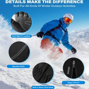 EMITGLAM Winter Gloves Men & Women Made with 3M Premium Insulation, Waterproof Snow Ski Gloves with 10 Touchscreen Fingers & 5-Layer Fabric, Windproof Thermal Warm Gloves for Cold Weather