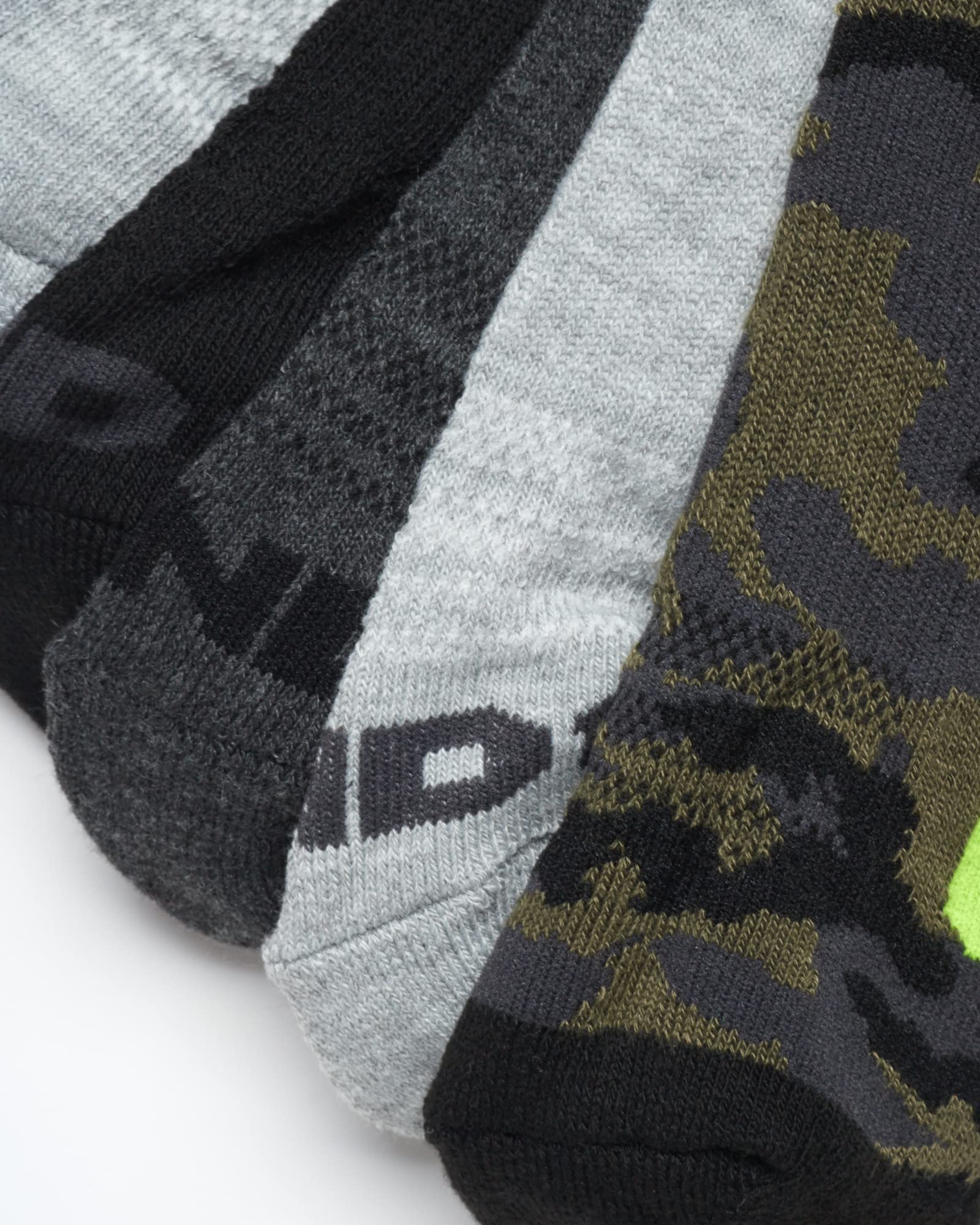 AND1 Boys' Socks - Athletic Cushion Low Cut Socks (8 Pack), Size Small-Medium, Green Camo