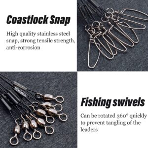 YOTO Fishing Tackle Leaders,Hi-Low Rig,Double Arms Saltwater Stainless Steel Leader with Swivels,High-Strength Fish Wire Gear Equipment, Fishing Gift