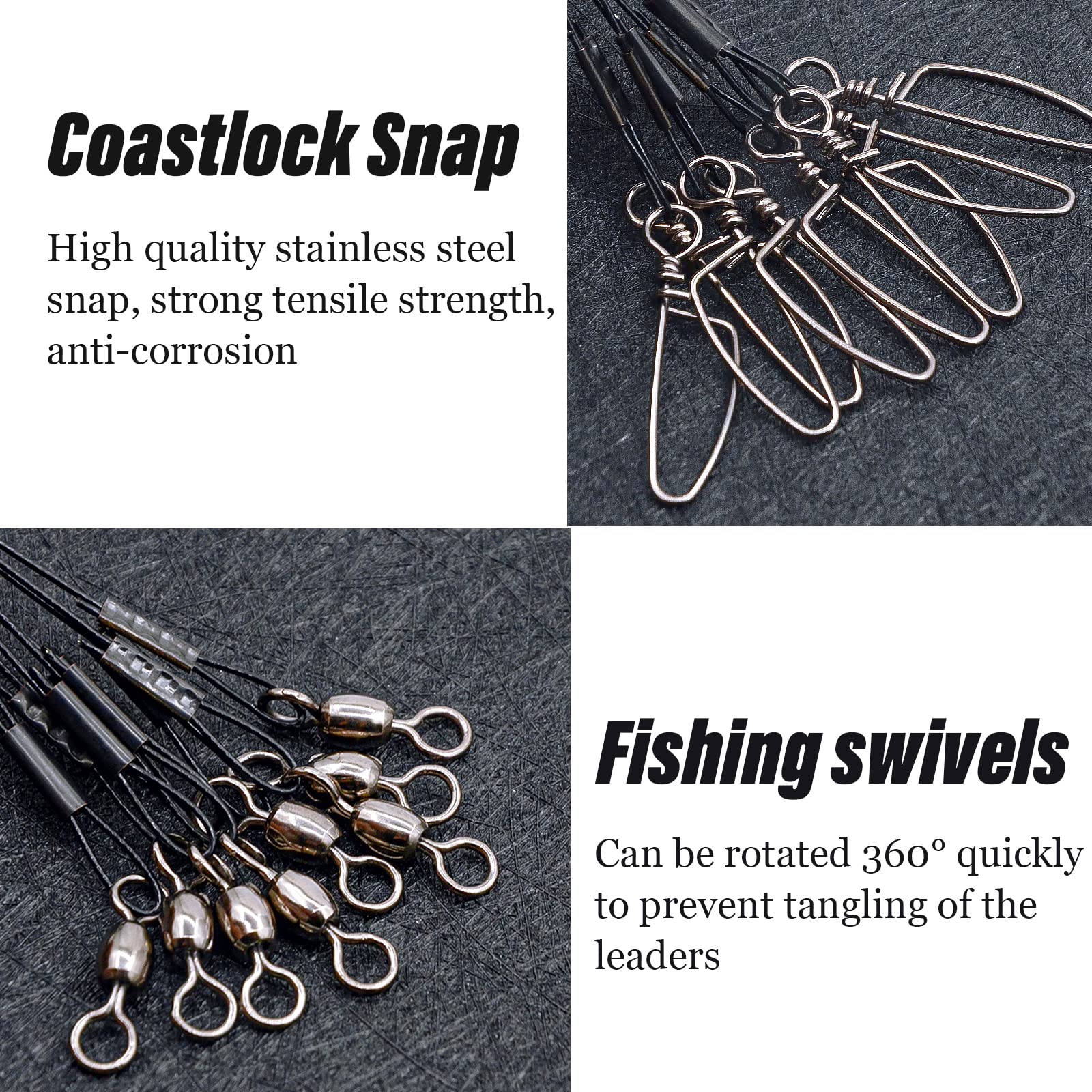 YOTO Fishing Tackle Leaders,Hi-Low Rig,Double Arms Saltwater Stainless Steel Leader with Swivels,High-Strength Fish Wire Gear Equipment, Fishing Gift