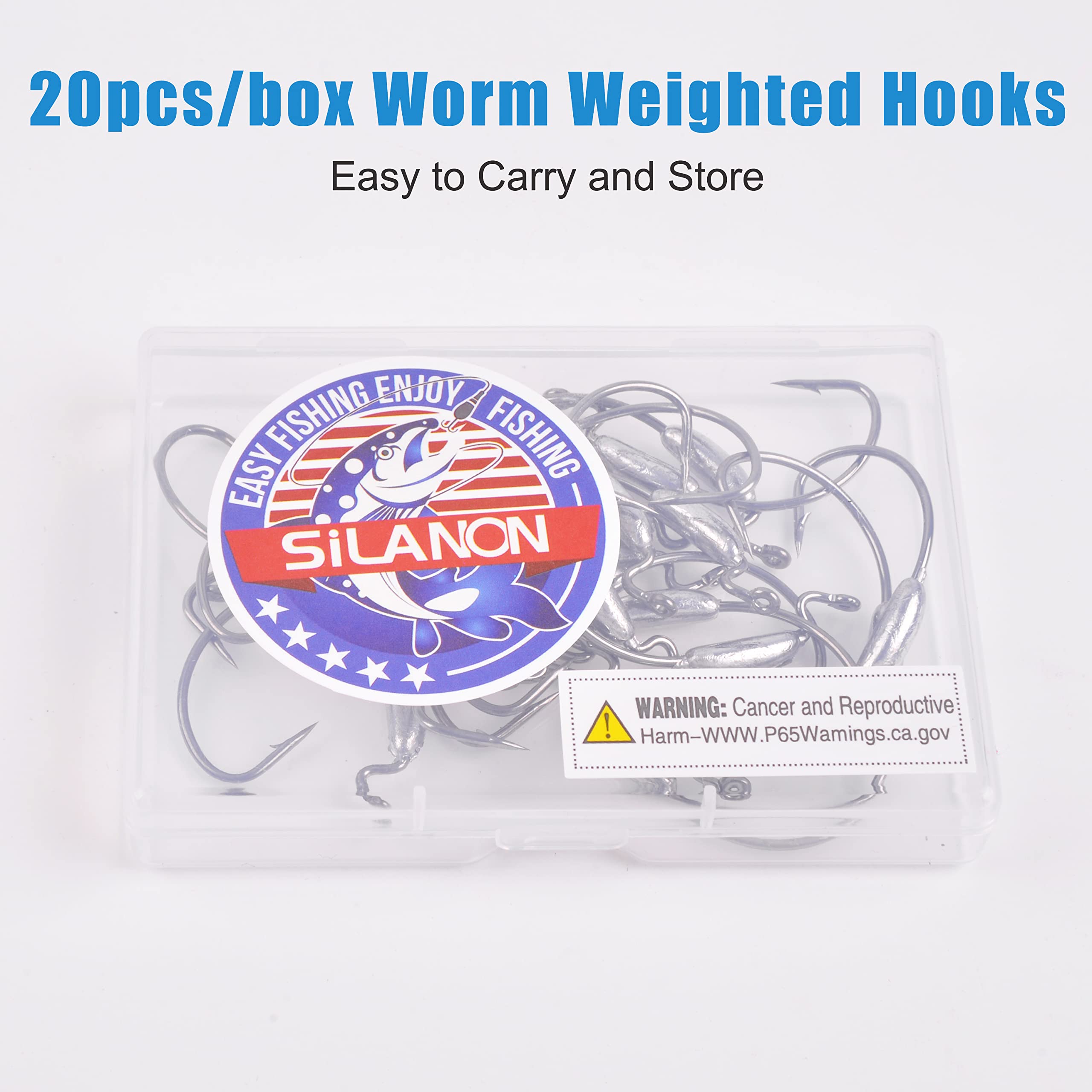 Weighted Worm Fishing Hooks,20pcs Offset Wide Gap Worm Hooks Weighted Bass Swimbait Hooks for Soft Plastics Weedless Jig Head Hooks Freshwater Saltwater