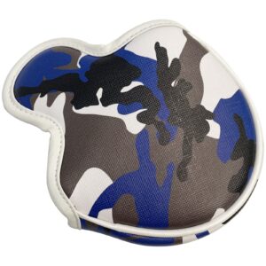 Gbourly Golf Club Half Mid Mallet Camo Putter Cover Blue PU Leather Headcover Magnetic Closure