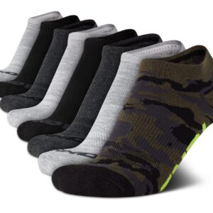 AND1 Boys' Socks - Athletic Cushion Low Cut Socks (8 Pack), Size Small-Medium, Green Camo