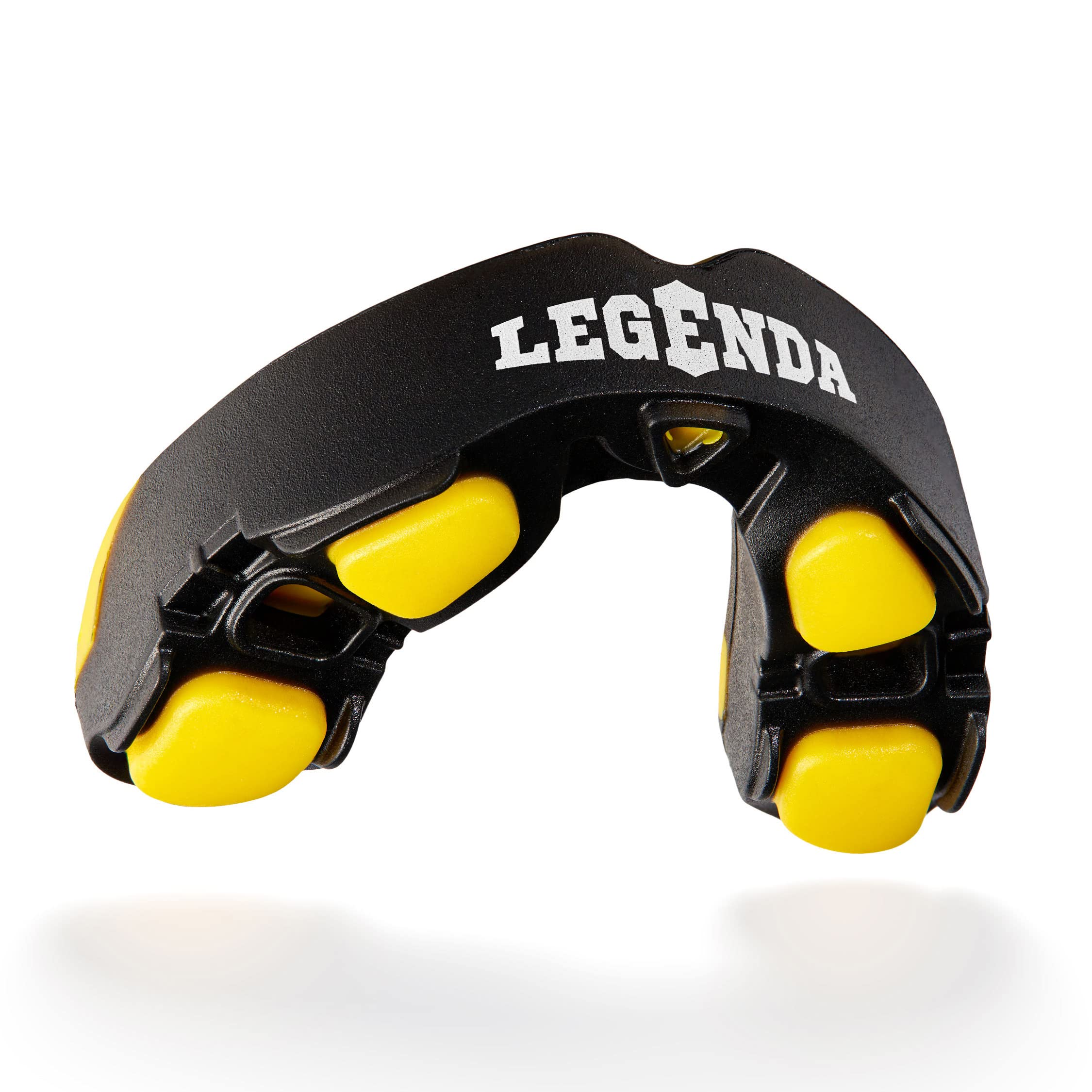 Legenda Mouth Guard Sports w/Case, Professional Mouthguard for Boxing, Football, Hockey, Jiu Jitsu, Muay Thai, MMA, Wrestling and High Contact Sports, Fits Adults, Youth, Kids 11+ (Black/Yellow)