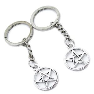 100 pieces keychain keyring door car key chain ring tag charms supplies ze9z8y pentacle