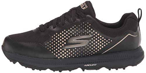 Skechers Women's Go Elite 5 Arch Fit Waterproof Golf Shoe Sneaker, Black/Rose Gold Sport, 5.5