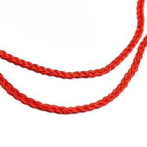 Thin Waist Rope Braid Belt Chain Exotic Women Waist Belt Rope Chain with Tassel Bead Bell Good Luck Belly Rope Bracelet, Red