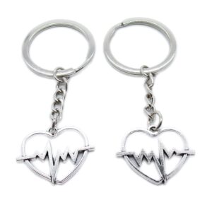 50 pieces keychain keyring door car key chain ring tag charms supplies kr9d7d heartbeat heart beating