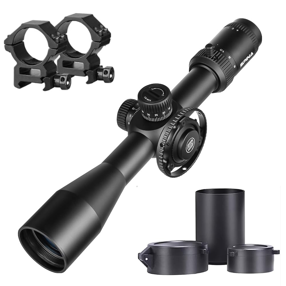 SPINA OPTICS 4-16X44 Rifle Scope First Focal Plane FFP Hunting 4-16 Riflescopes with 20mm Scope Rings,Throw Lever,Lens Cover