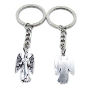 100 pieces keychain keyring door car key chain ring tag charms supplies to7h9v angel