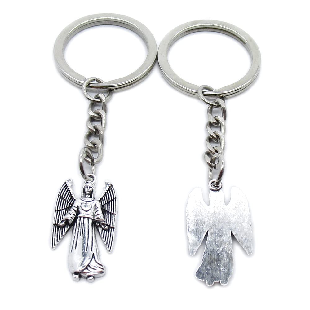 100 Pieces Keychain Keyring Door Car Key Chain Ring Tag Charms Supplies TO7H9V Angel