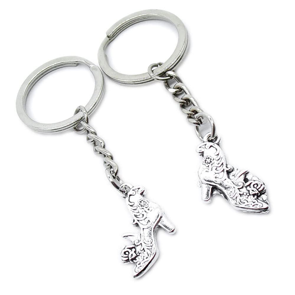 50 Pieces Keychain Keyring Door Car Key Chain Ring Tag Charms Supplies TT3I4R High Heels Shoes