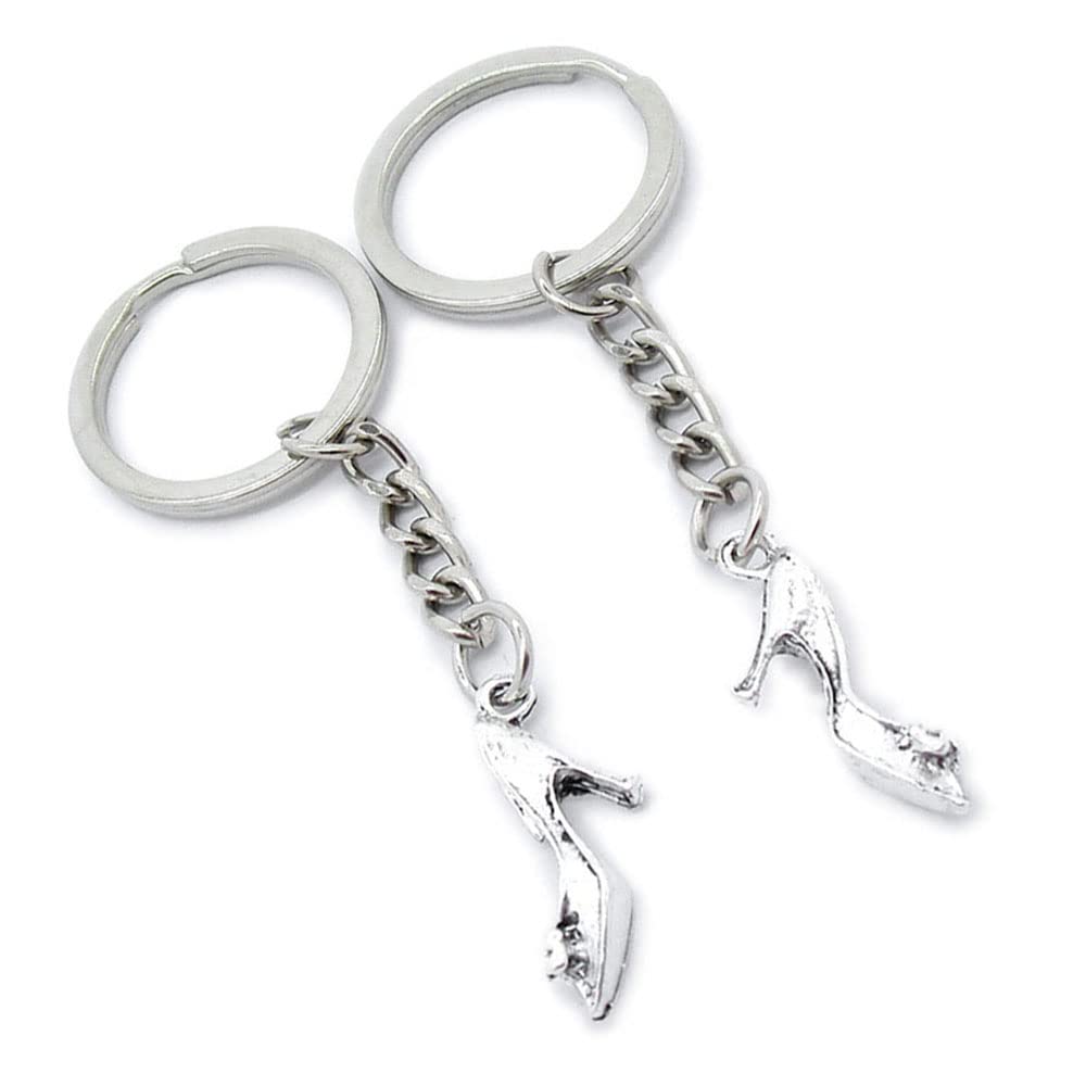 100 Pieces Keychain Keyring Door Car Key Chain Ring Tag Charms Supplies PN6B9N High Heels Shoes