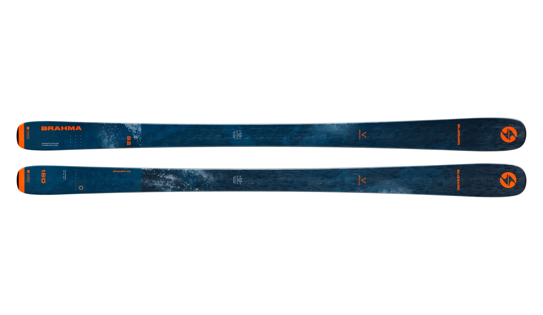 Blizzard Men's 8A225400001 Brahma 82 All-Mountain Freeride Blue/Orange Skis (Bindings Not Included), Size 166