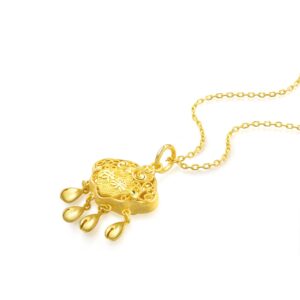 CHOW SANG SANG 999.9 24K Solid Gold Price-by-Weight Gold Ruyi Lock Pendant for Tiny Size 91005P | [Not Include the Necklace] (Approx. 0.16tael (~5.98g))