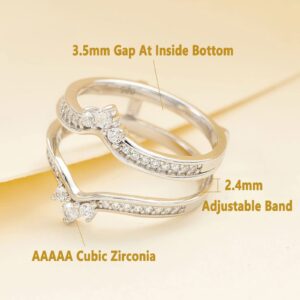 SHELOVES Crown Wedding Ring Guard Enhancers Round Cubic Zirconia 925 Sterling Silver Stack Wrap for Women Sz 7.5