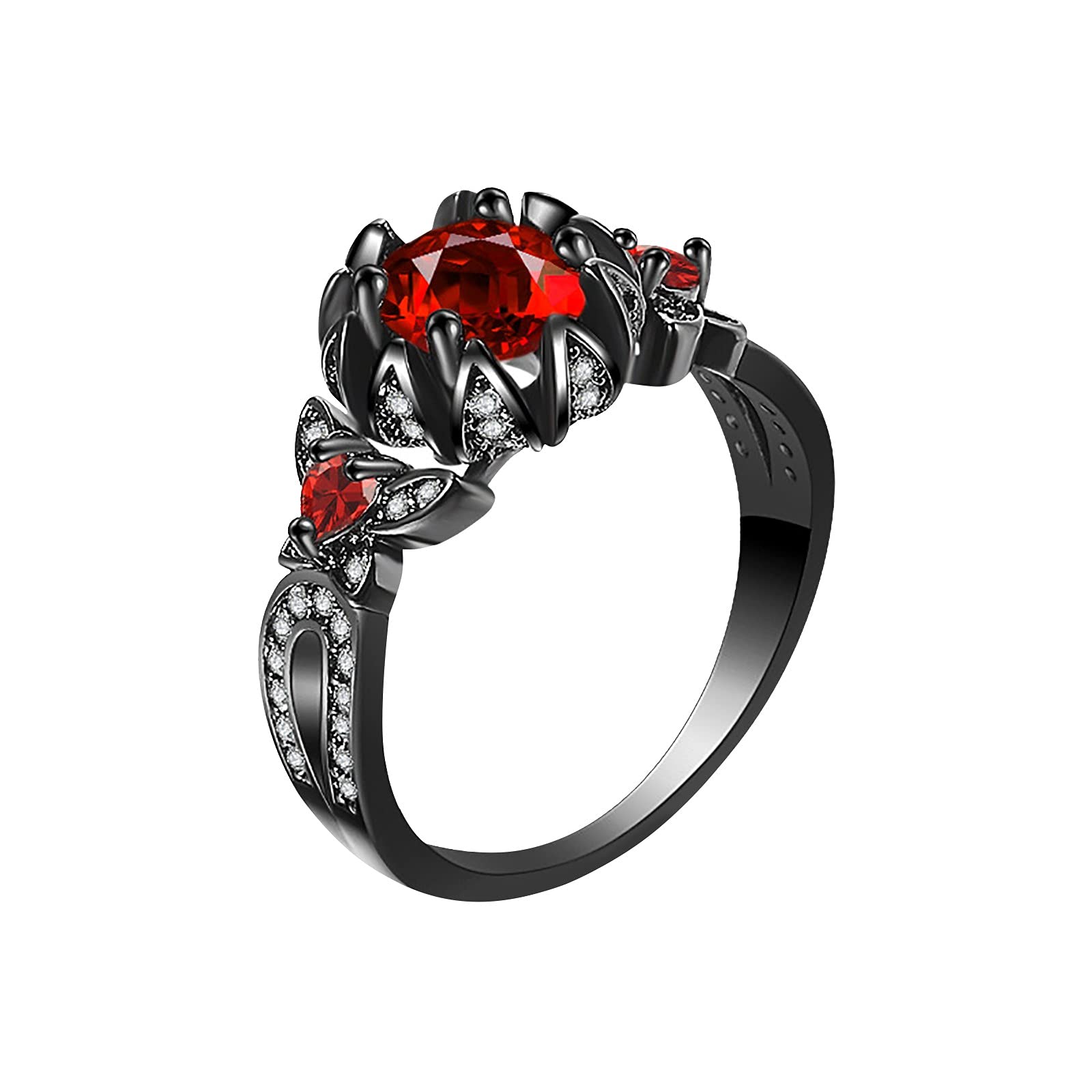 Matching Mood Rings Ring Size Gift 5-10 Jewelry Wedding Zircon Women Alloy Red Finger Rings Rings Thick Rings (Black, 8)