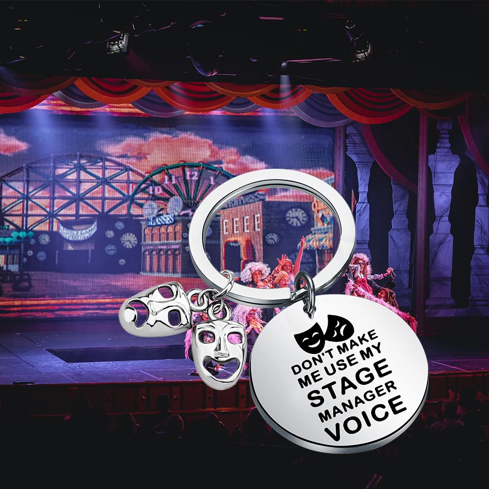 TGBJE Stage Manager Gift Don’t Make Me Use My Stage Manager Voice Keychain Funny Theater Gift Comedy Tragedy Masks Gift For Drama Student (stage voice kc)