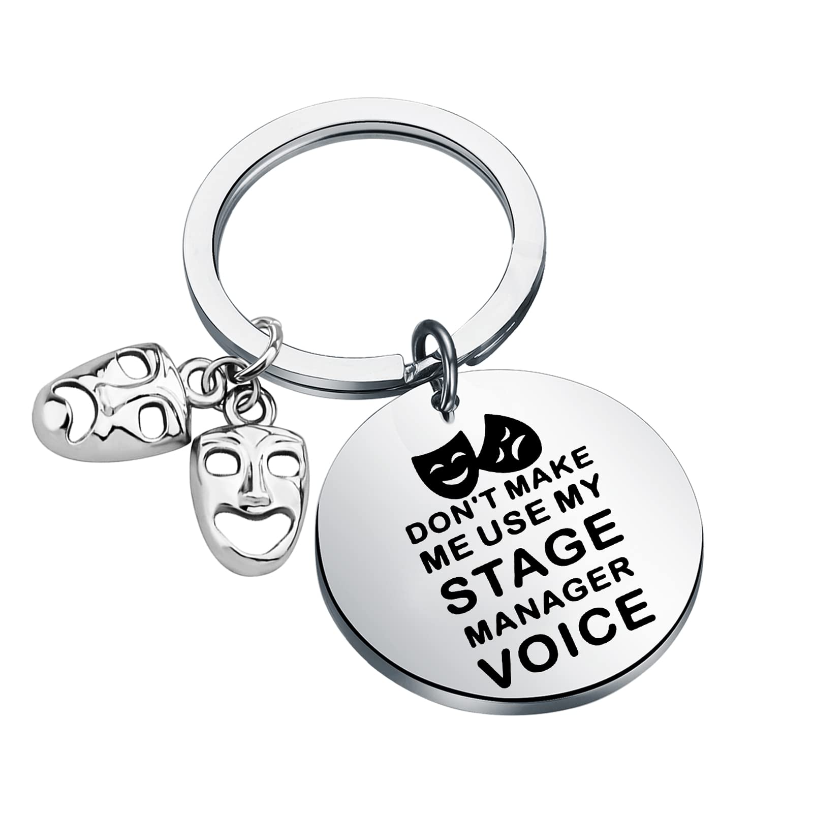 TGBJE Stage Manager Gift Don’t Make Me Use My Stage Manager Voice Keychain Funny Theater Gift Comedy Tragedy Masks Gift For Drama Student (stage voice kc)