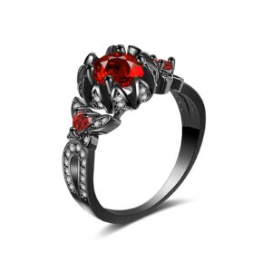 Matching Mood Rings Ring Size Gift 5-10 Jewelry Wedding Zircon Women Alloy Red Finger Rings Rings Thick Rings (Black, 8)