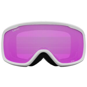 Giro Moxie Asian Fit Ski Goggles - Snowboard Goggles for Women & Youth - White Core Light Strap with Amber Pink/Yellow Lenses