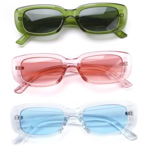 Tskestvy 12 Pairs Rectangle Sunglasses Pack Small Square Frame Glasses Retro Y2K Aesthetic Early 2000S Fashion for Women