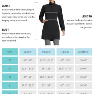 BALEAF Women's Fleece Dress Sweatshirt Tunic Long Quarter Zip Pullover Polar Winter Dress Cover Ups Pocket Black M