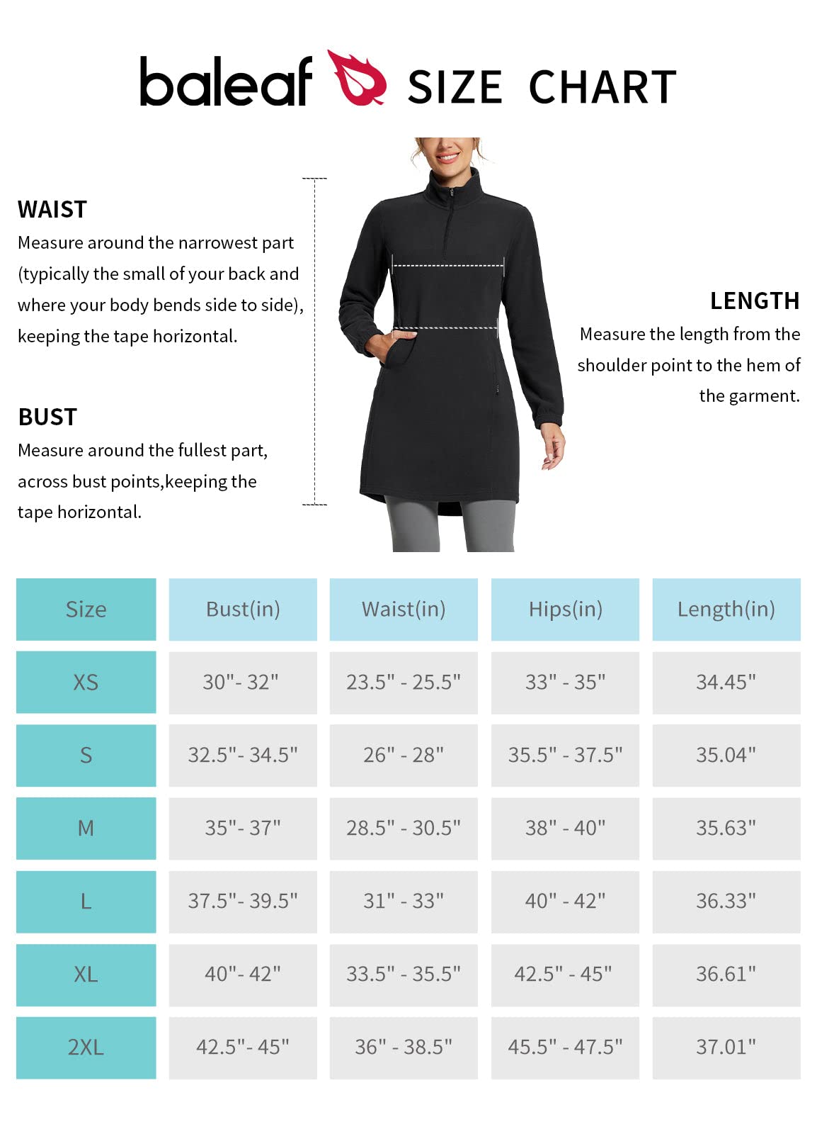 BALEAF Women's Fleece Dress Sweatshirt Tunic Long Quarter Zip Pullover Polar Winter Dress Cover Ups Pocket Black M