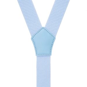 WDSKY Men's Bow Tie and Suspenders Set Y Shape Adjustable Elastic 47 Inches Light Blue