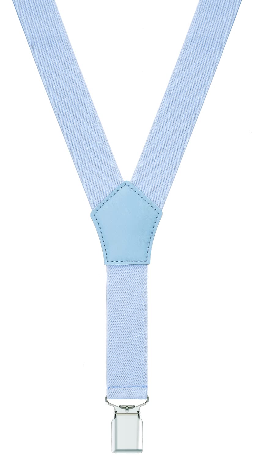 WDSKY Men's Bow Tie and Suspenders Set Y Shape Adjustable Elastic 47 Inches Light Blue