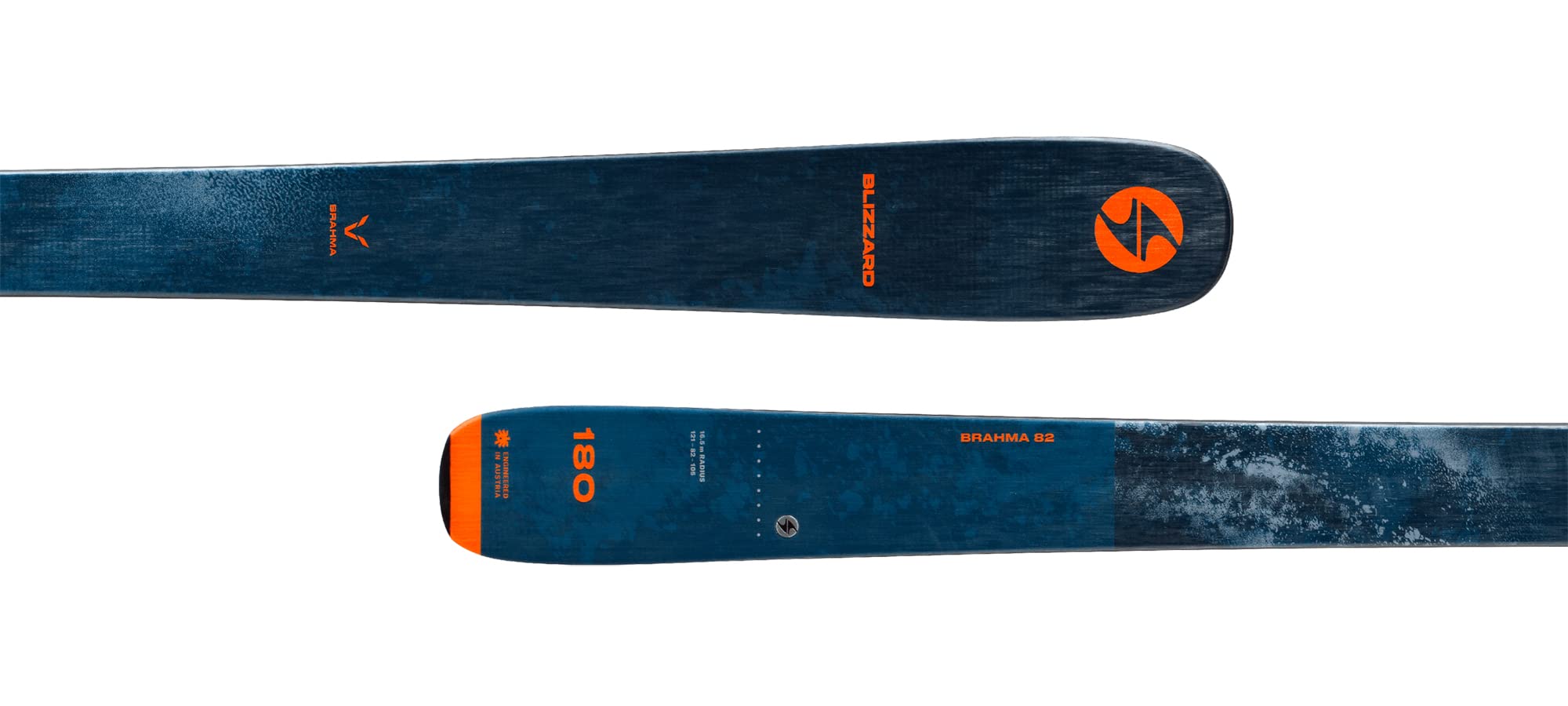 Blizzard Men's 8A225400001 Brahma 82 All-Mountain Freeride Blue/Orange Skis (Bindings Not Included), Size 166