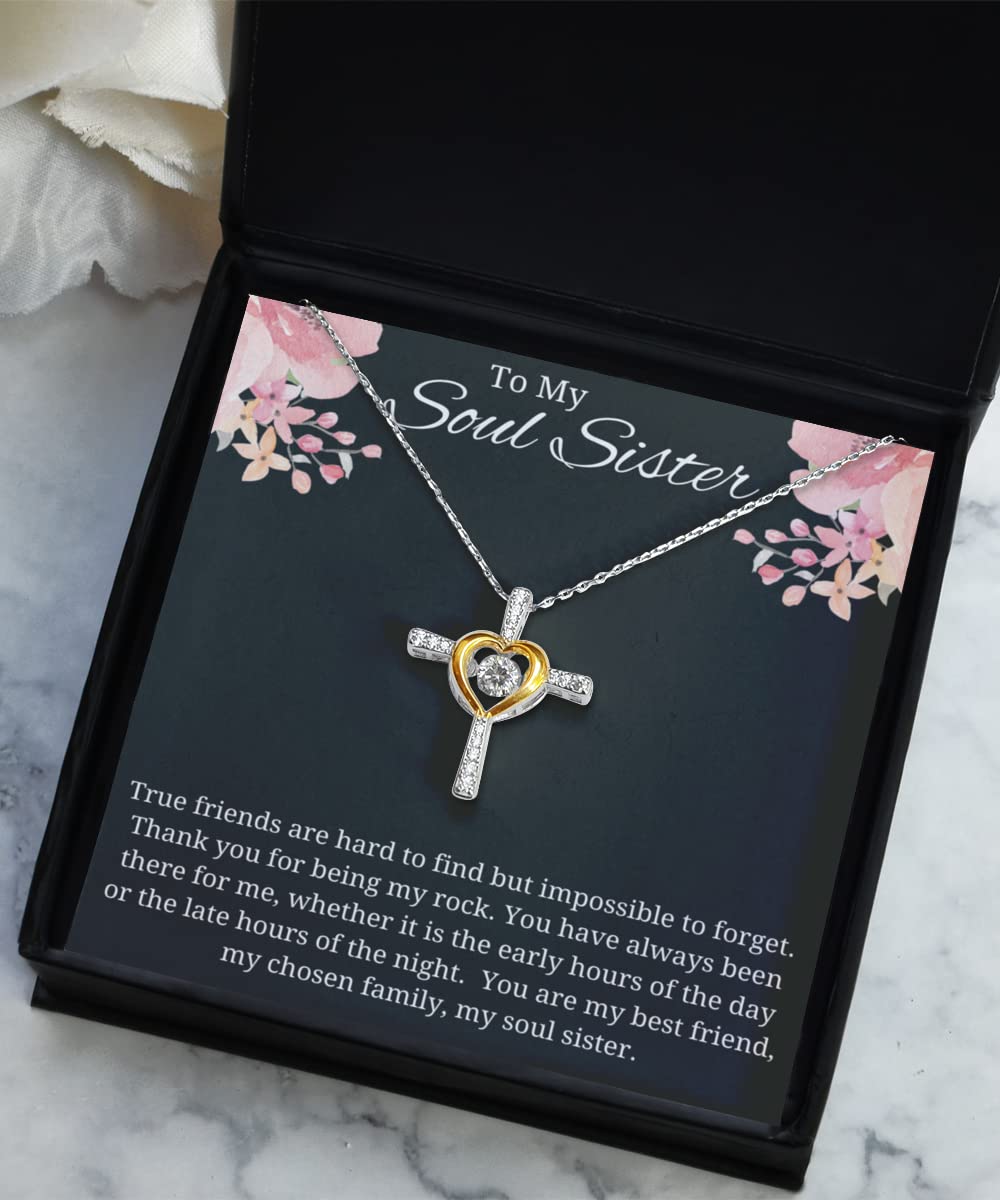 To My Soul Sister, Beautiful Cross Necklace, 925 Sterling Silver, Necklace Gifts For Best Friend, Necklaces For Bestie, Sister In Law Gifts, Gifts For Unbiological sister, BFF Gift