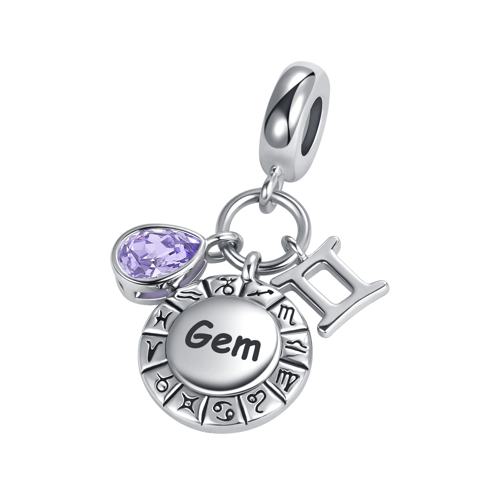 YSAHan Gemini Zodiac Signs Happy Birthday Constellations Charm Birthstone Bead for Pandora Bracelet