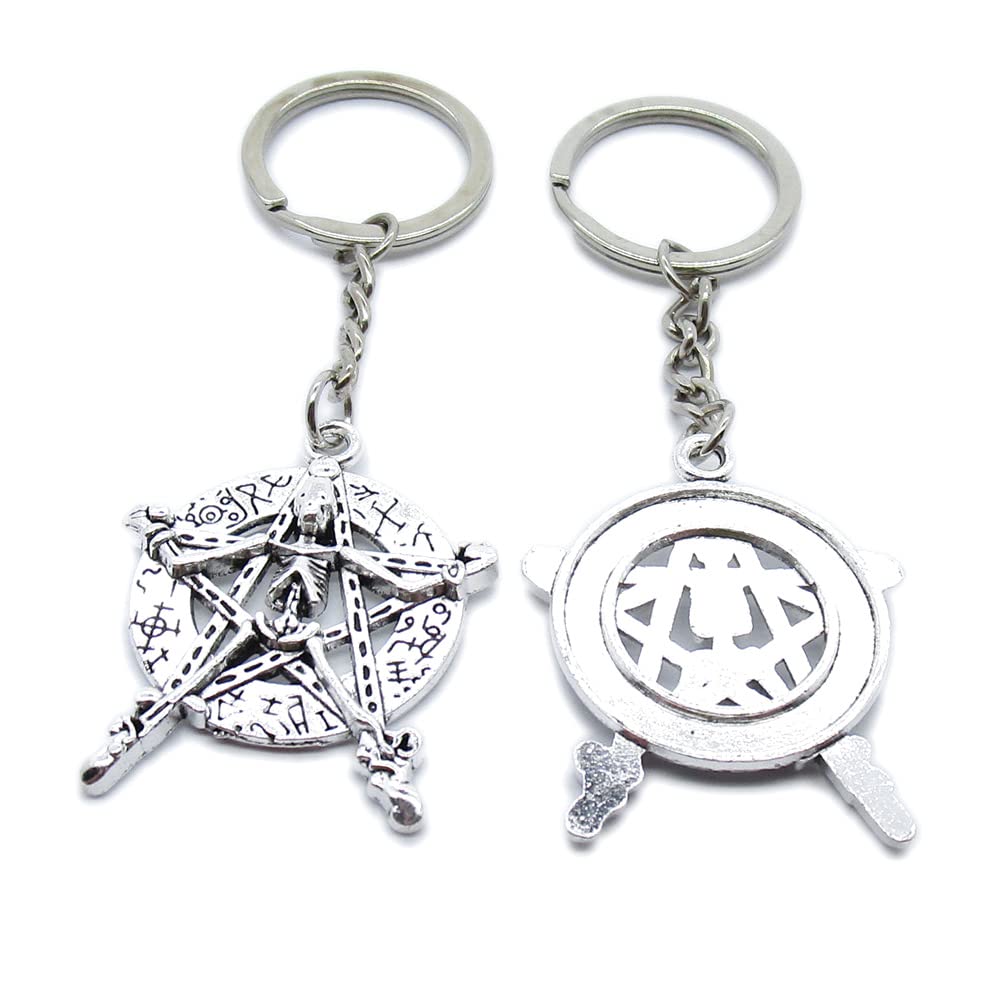 100 Pieces Keychain Keyring Door Car Key Chain Ring Tag Charms Supplies UO6K6B Skull Pentacle