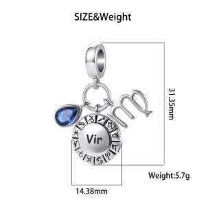 YSAHan Gemini Zodiac Signs Happy Birthday Constellations Charm Birthstone Bead for Pandora Bracelet